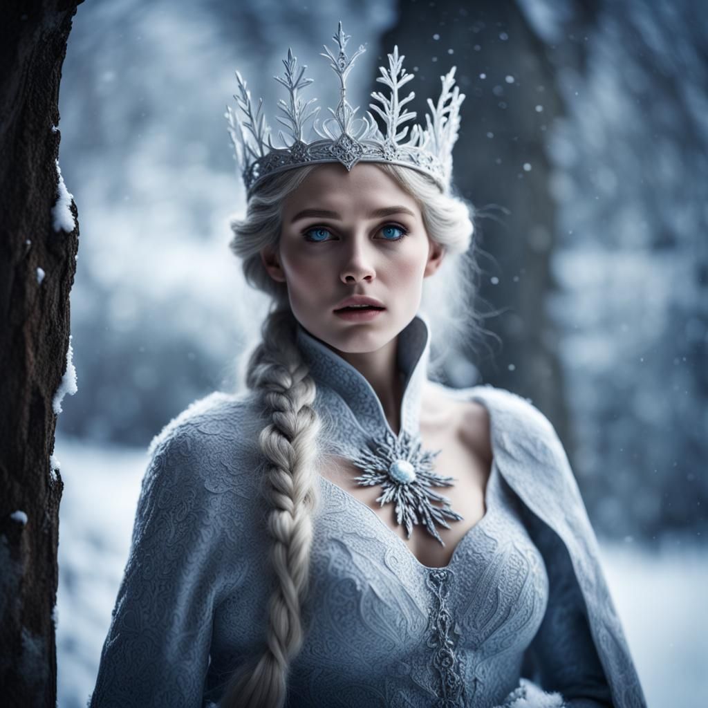Hyperrealistic Snow Queen in Cinematic Style