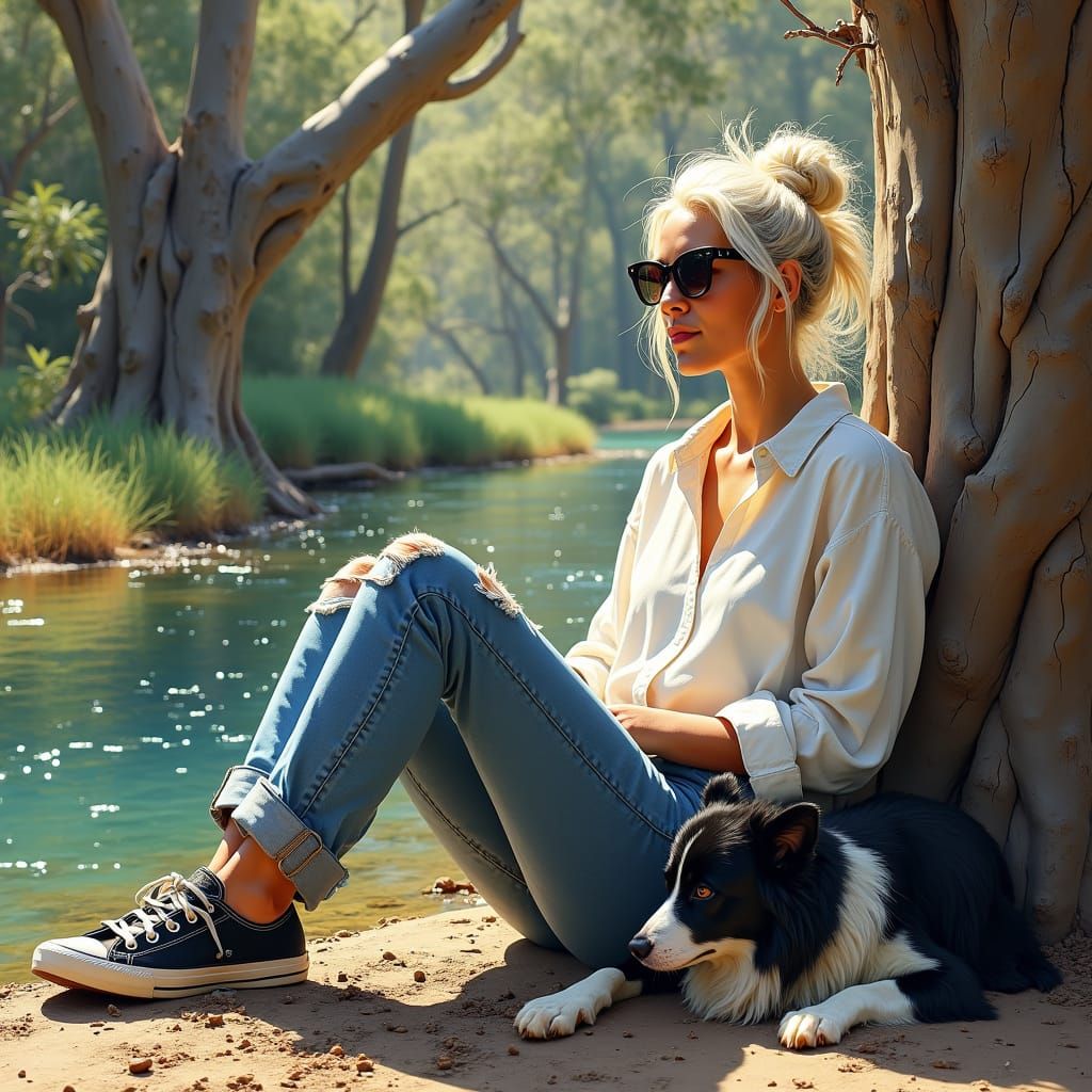 Australian Bush Scene in Impressionistic Style