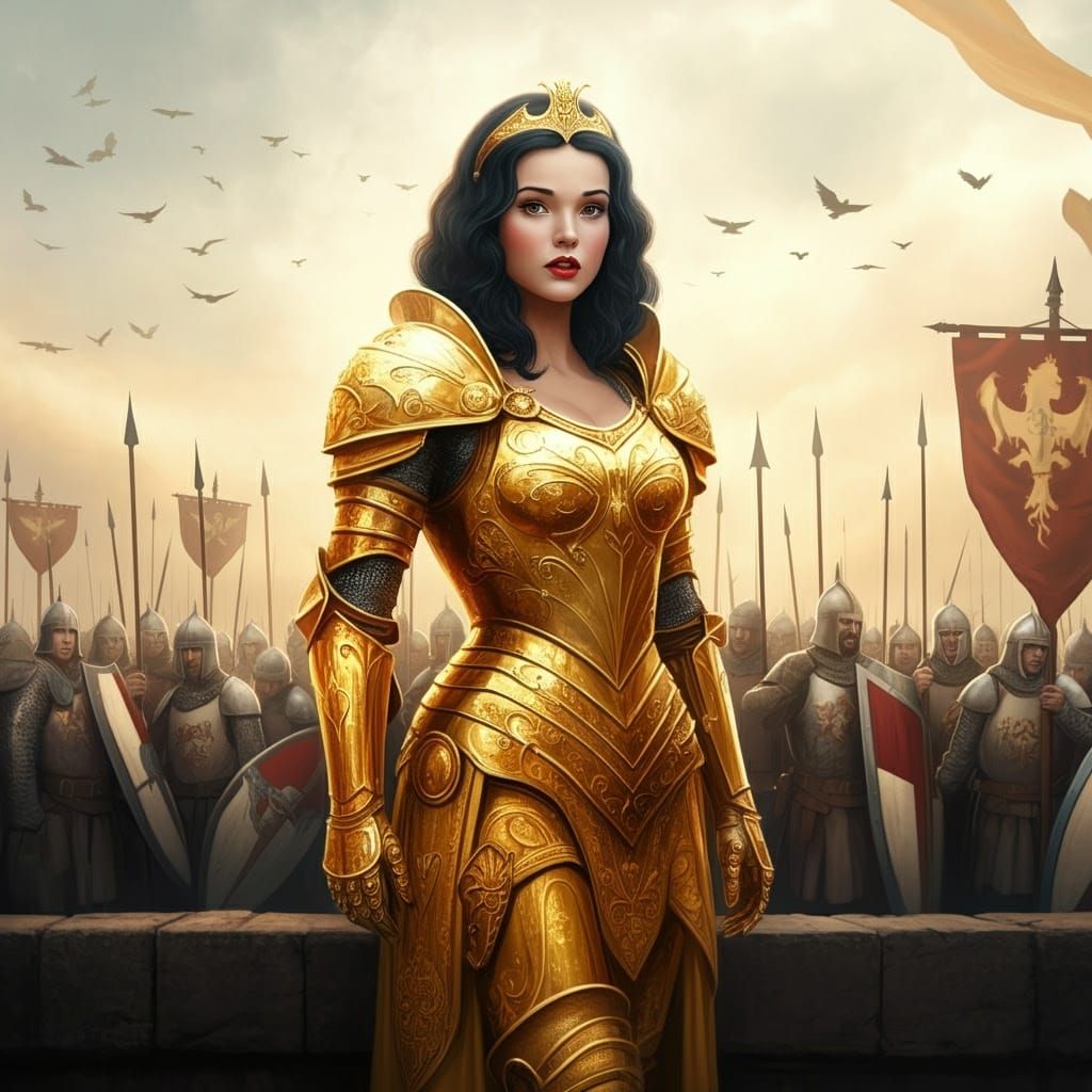 Snow White Warrior Princess in Golden Armor
