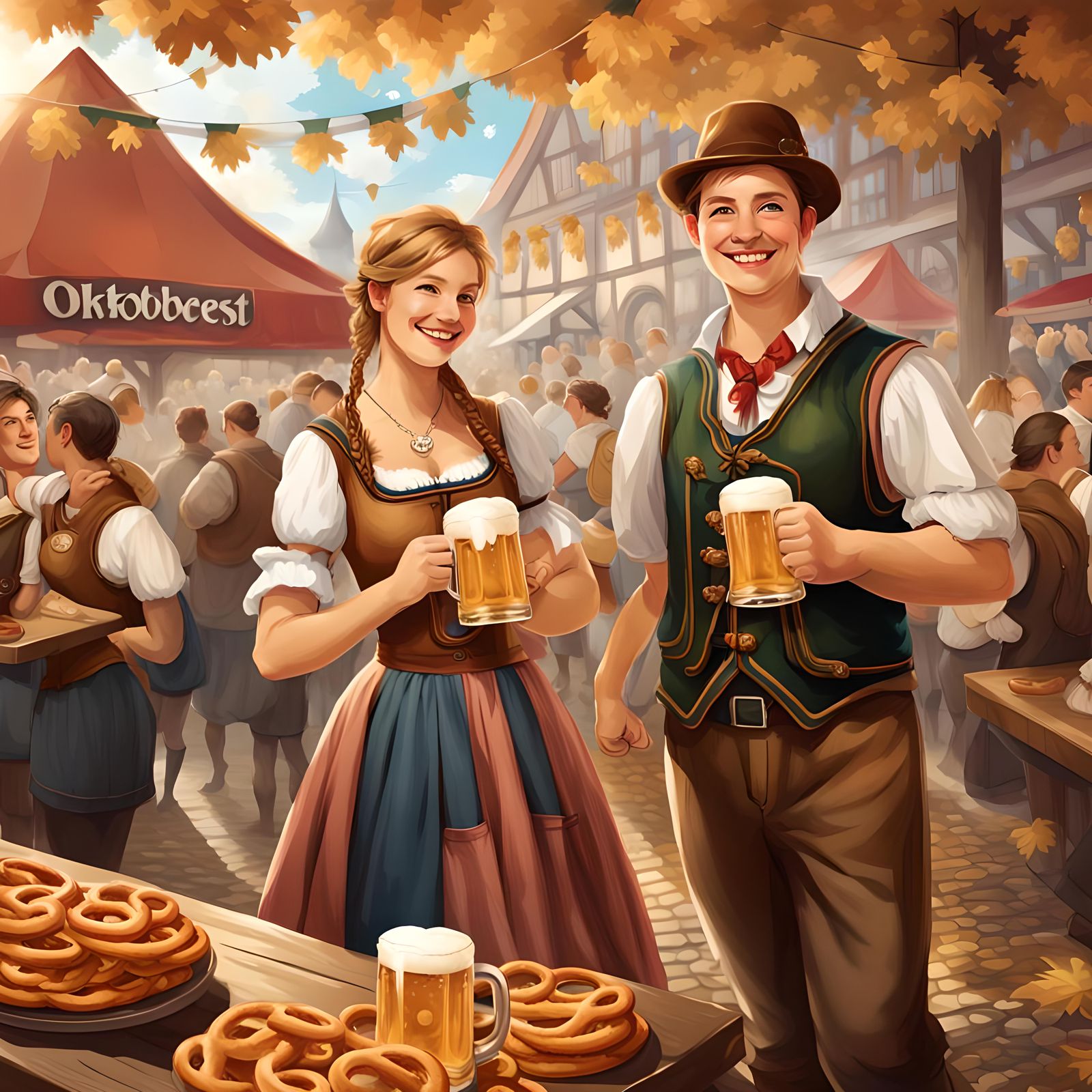 Oktoberfest Beer Garden Celebration in Bavarian Style