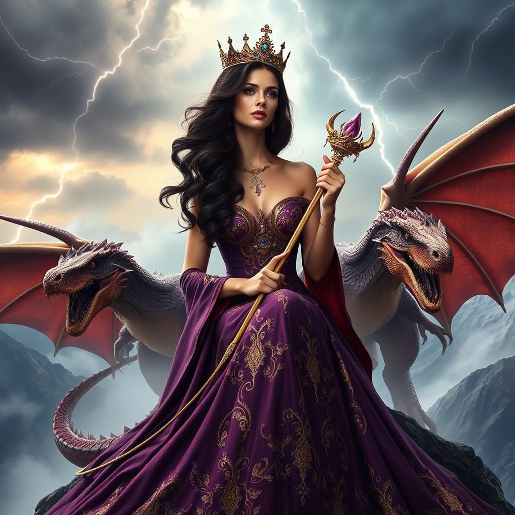 Ethereal Dragon Queen Reigns Supreme in Regal Splendor