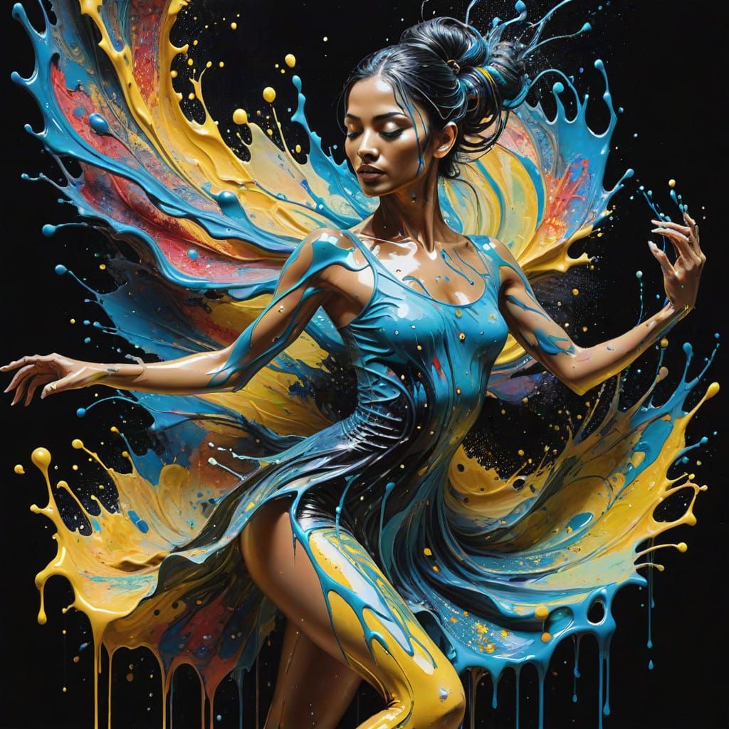 Ethereal Ballet Dancer in Wet Paint