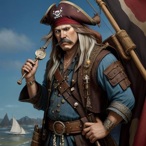 Walrus Pirate Portrait in Fantasy Art Style