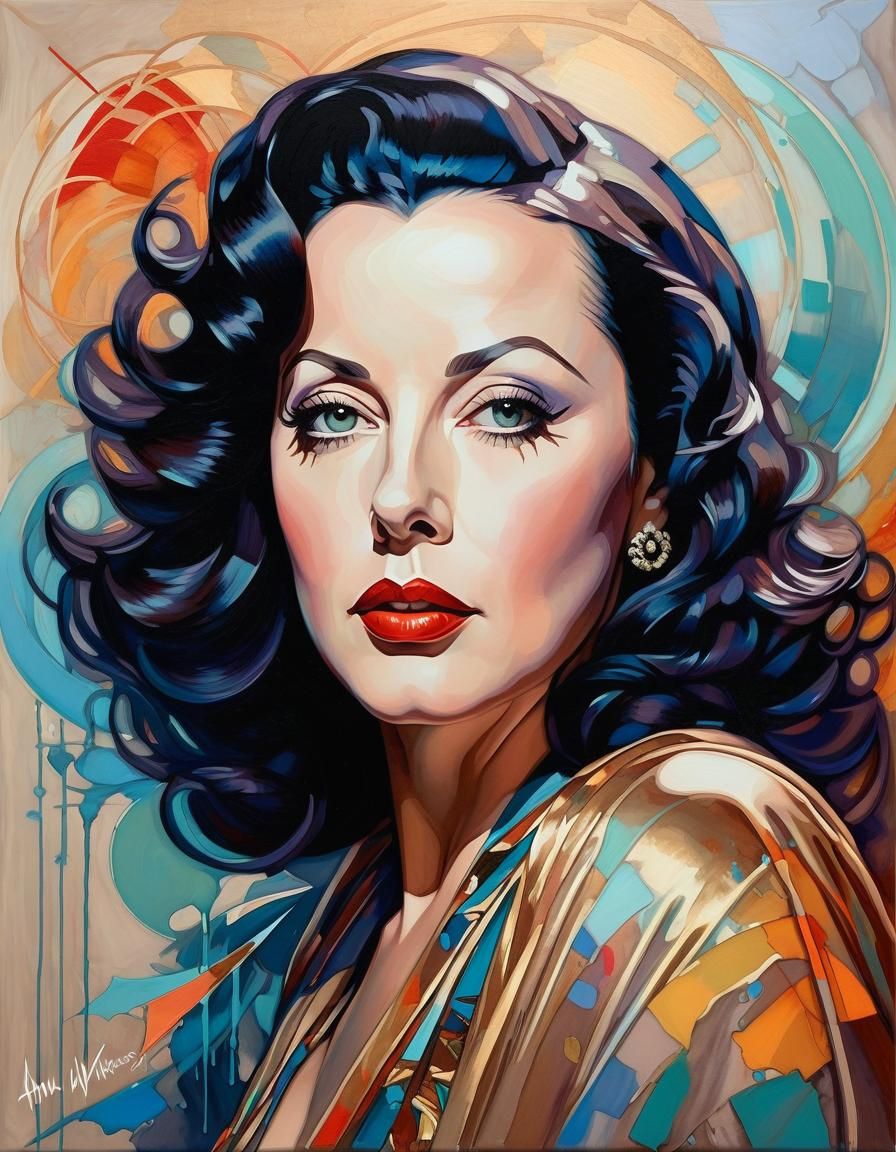 Hedy Lamarr Portrait in Expressive Oil Painting Style