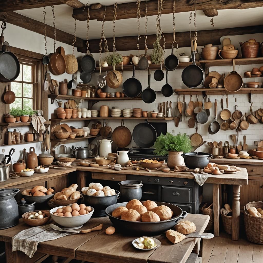 Rustic Kitchen with Fresh Baked Breads