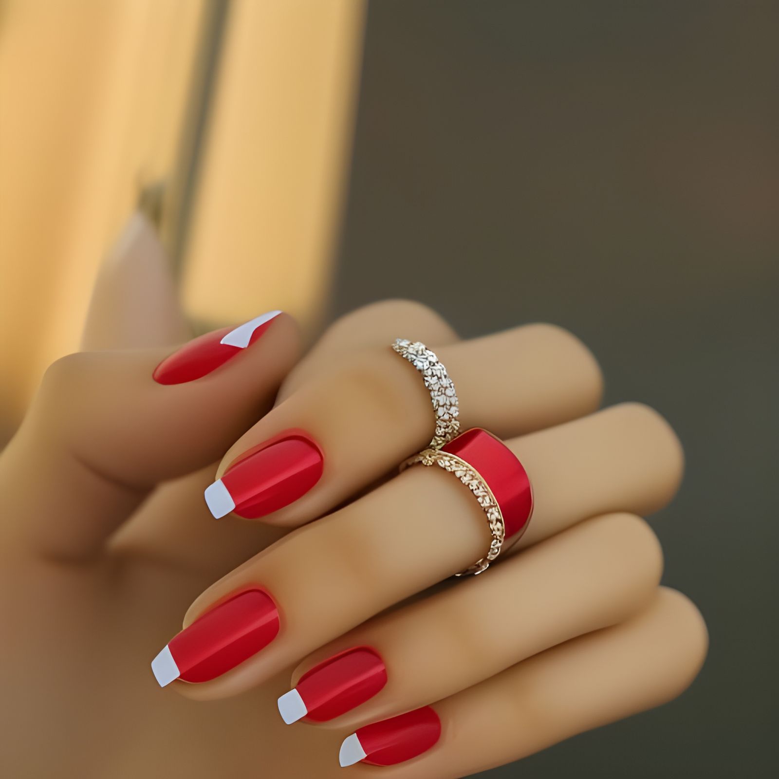 Hand Model with Red Nail Polish