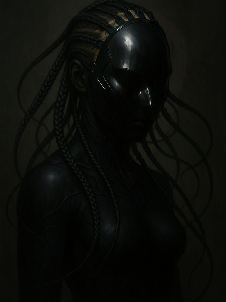 Raven Noir: Cyberpunk Girl in Shadowy Appearance