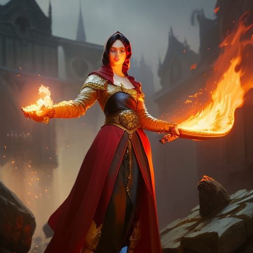 Flame Summoner Portrait in Hyperdetailed Digital Art