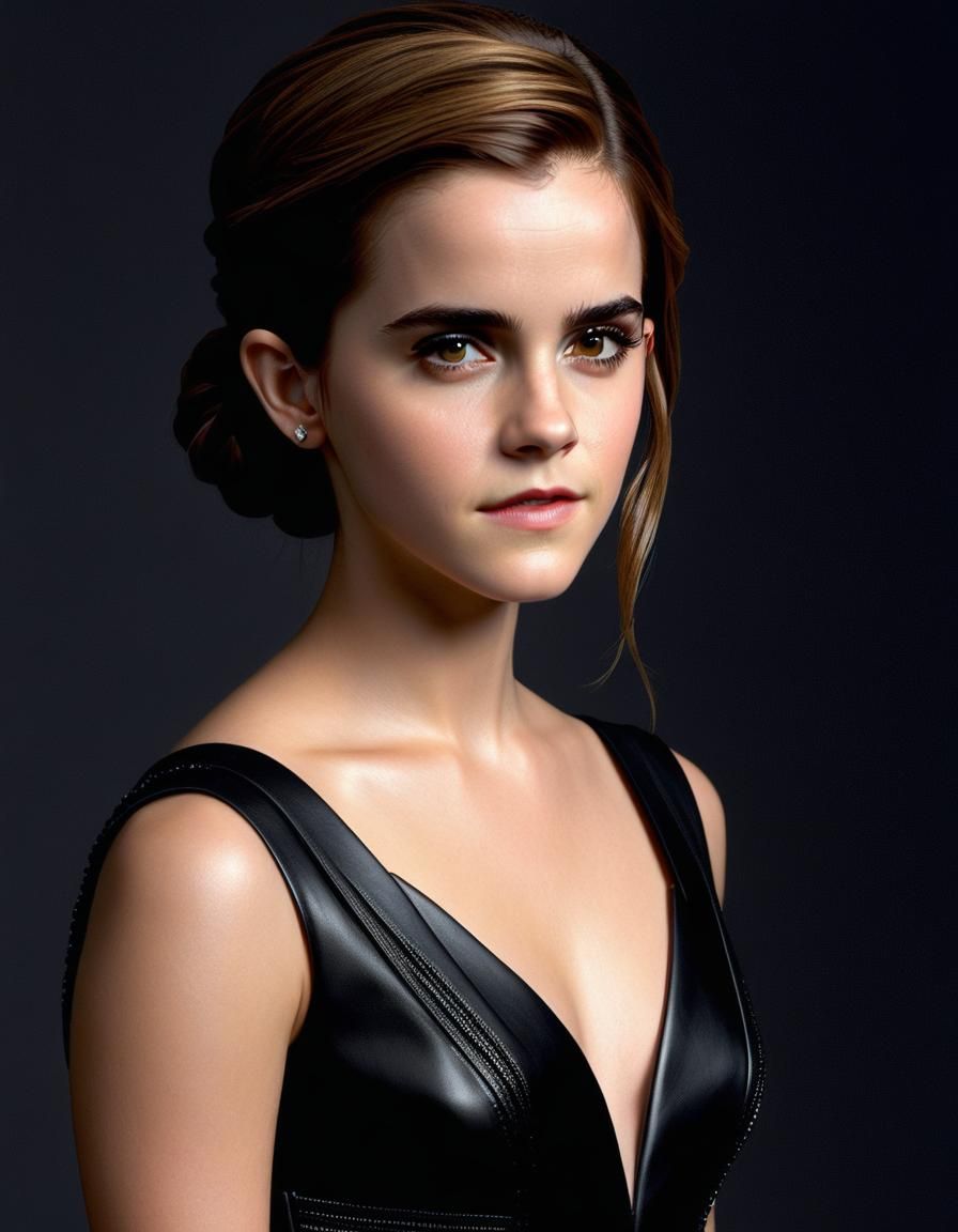 Emma Watson in Black Leather Wedding Dress