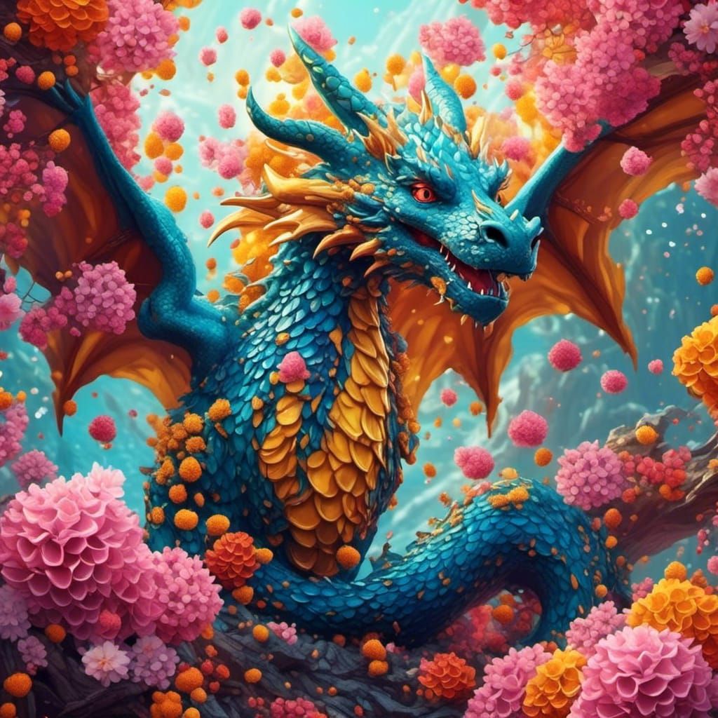 Dragon Made of Honeycomb and Water