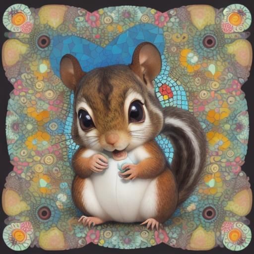 Squirrel and Mouse Chat in Mosaic Style