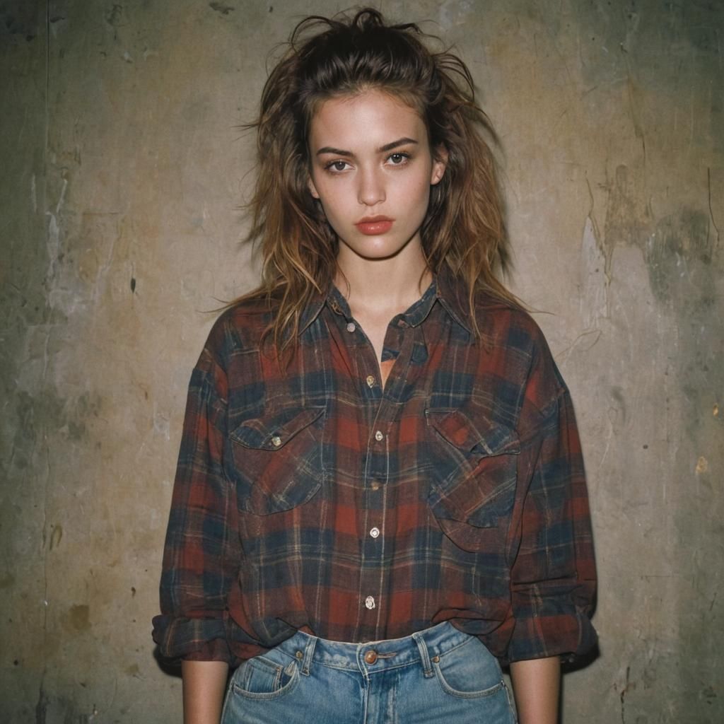 90s Grunge Fashion Model in Cinematic Film Still