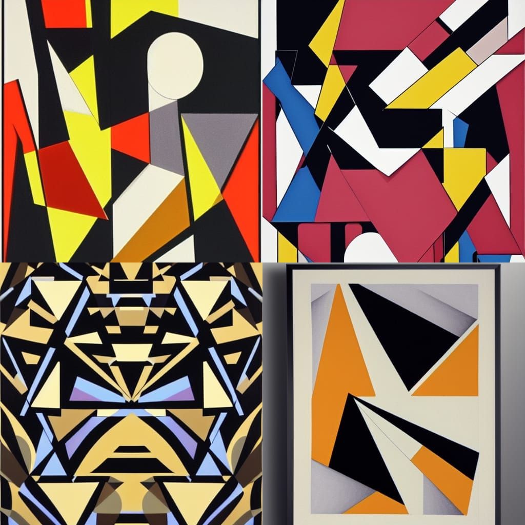 Abstract Cubist Geometry in Black and White