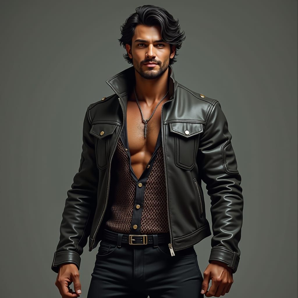 Heroic Man in Leather Jacket, Fantasy Concept Art