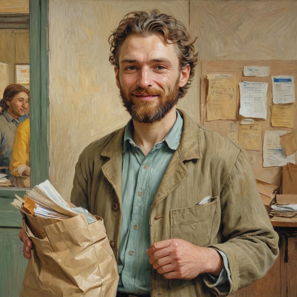 Joseph Roulin Portrait in Impressionist Style