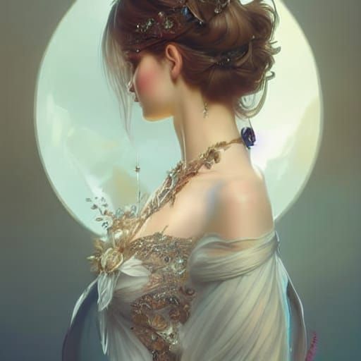 Crystal Tiara Portrait in Art Nouveau Style