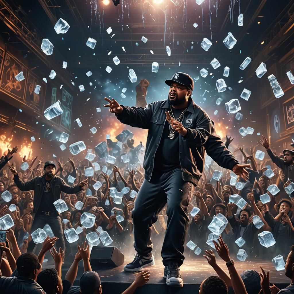 Ice Cube Rapping On Stage: Fantasy Concept Art
