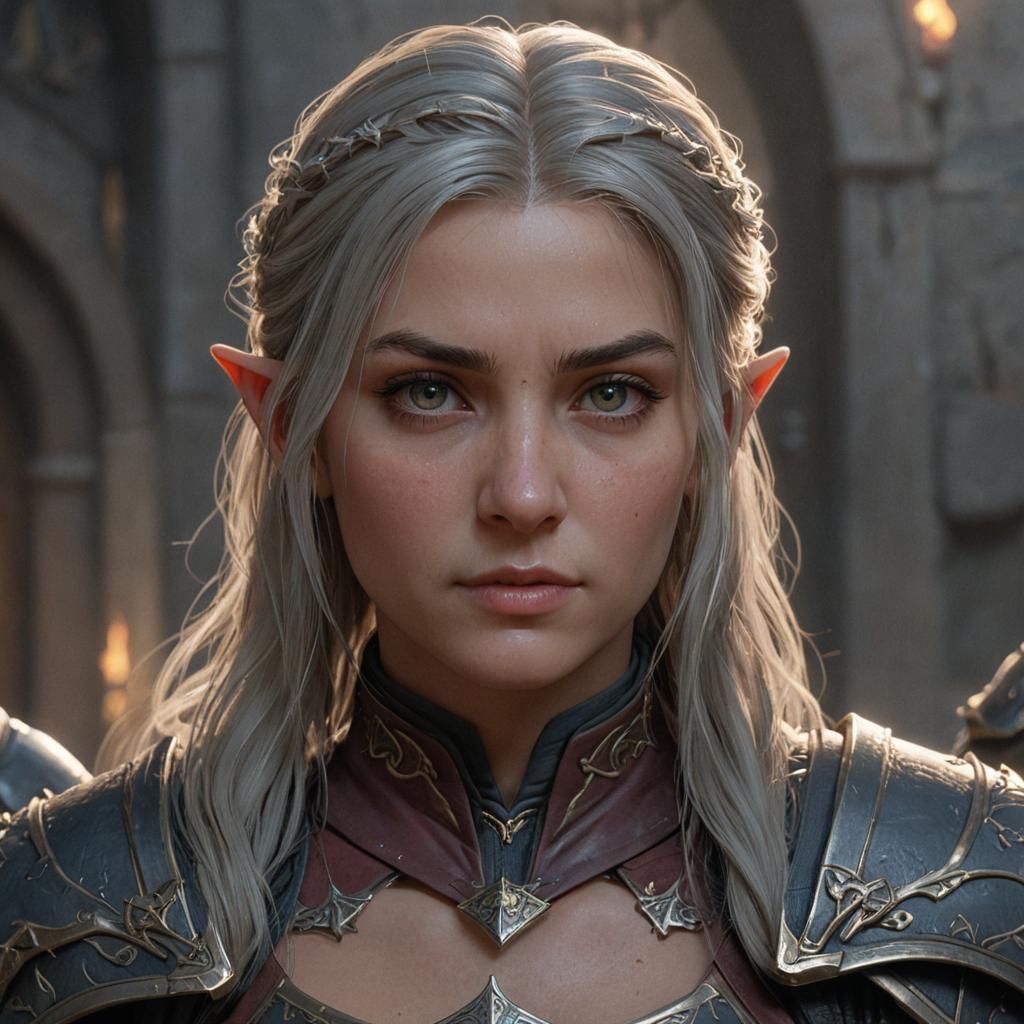 High Fantasy Female guard, captain, head and shoulders portrait, 8k resolution concept art portrait, Artgerm, WL...