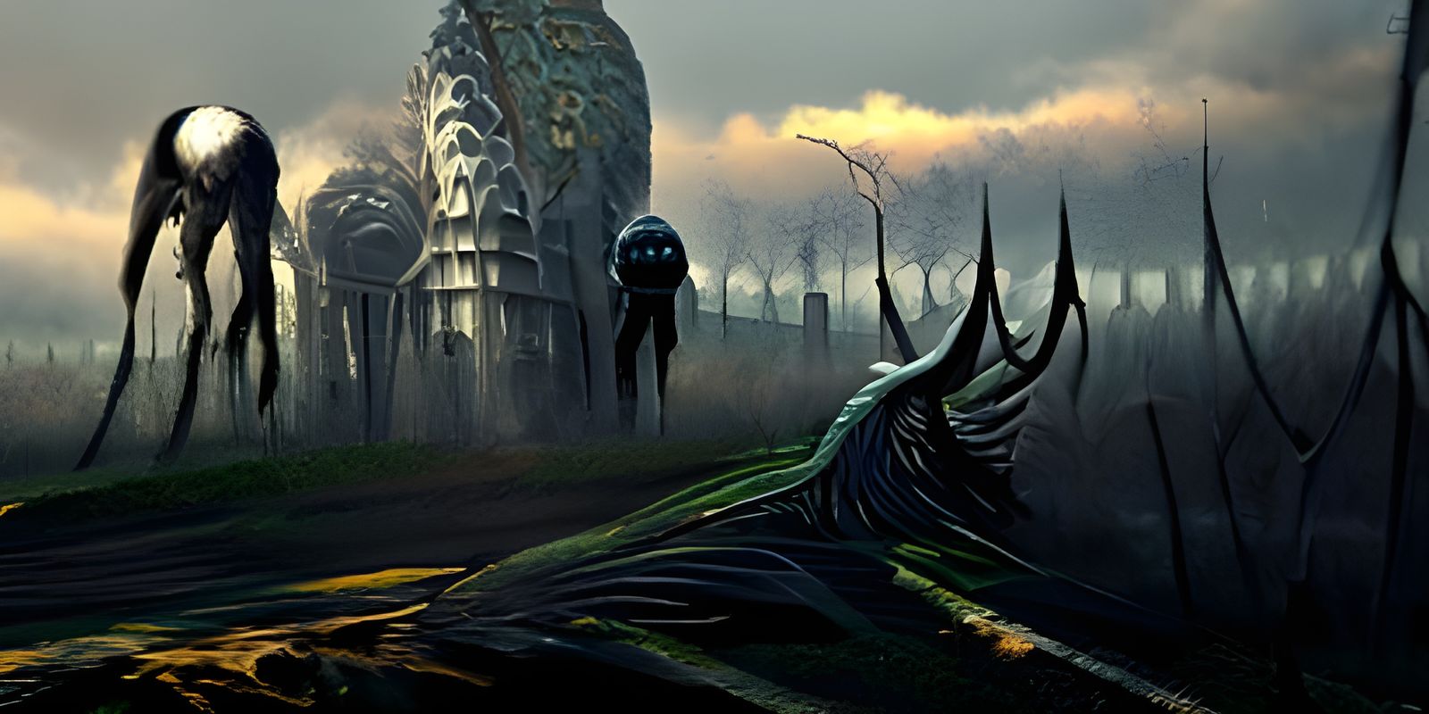 Nightmare Landscape by Giger, Whelan and Beksiński