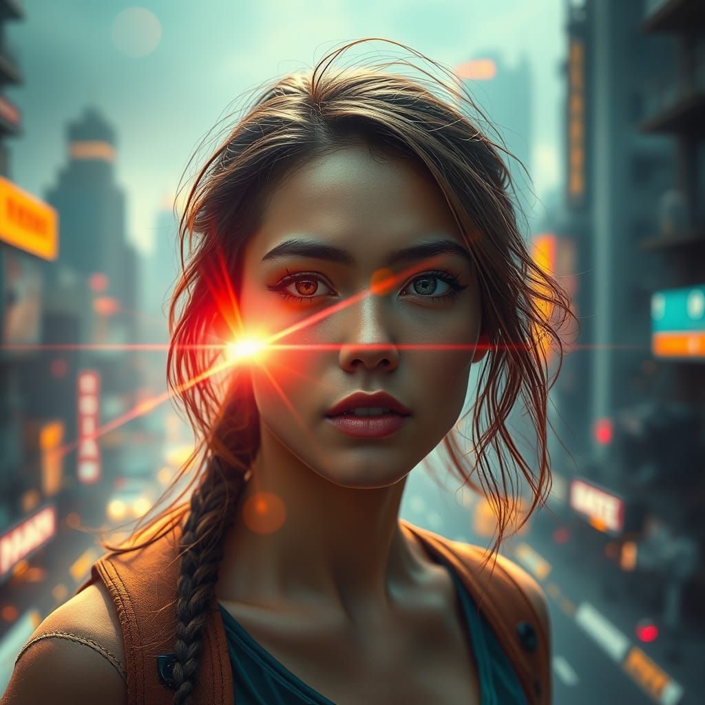 Surreal Post-Apocalyptic Goddess in Neon Dreamscape