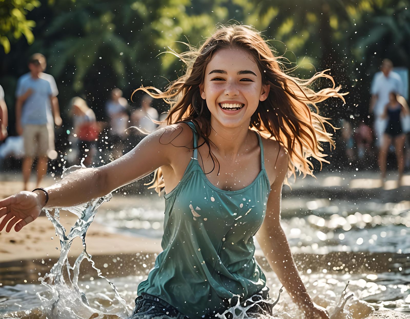 Teen Girl's Joyful Beach Day Portrait