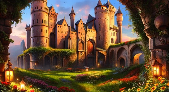 Detailed Castle Illustration with Unique Architecture