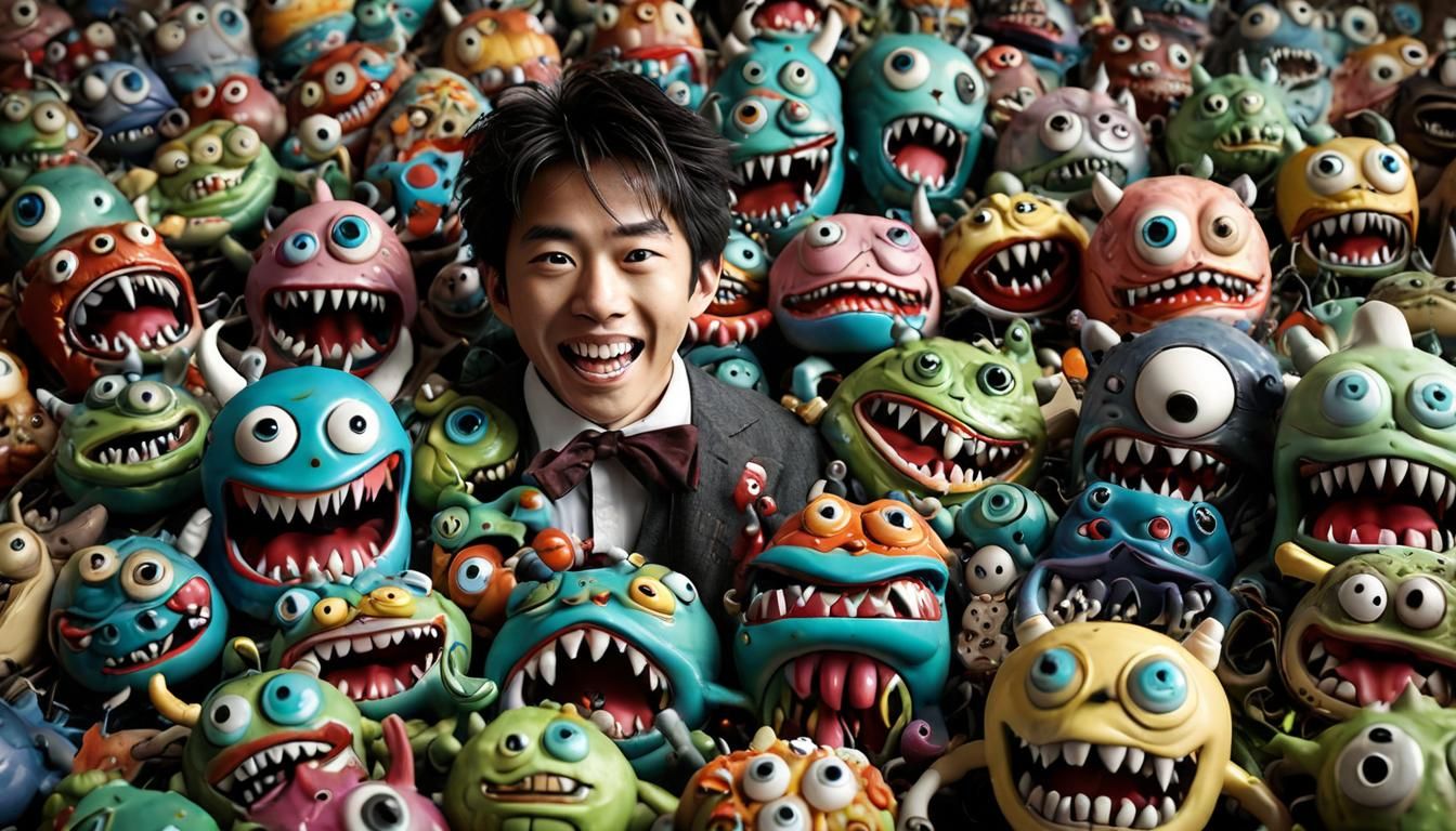 Cyberpunk Creature with Exposed Electronics in a Chaotic Jap...