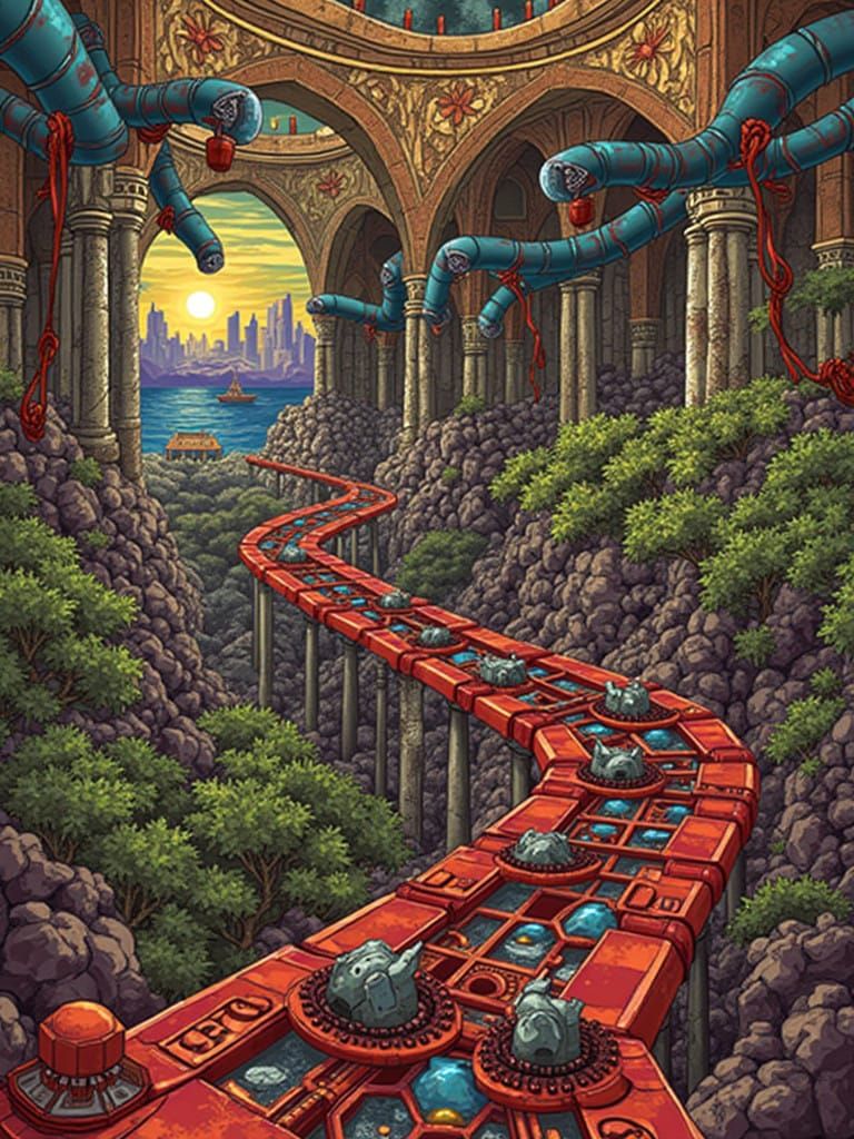 Ancient Metropolis Reborn in Desolate, Pixelated Splendor