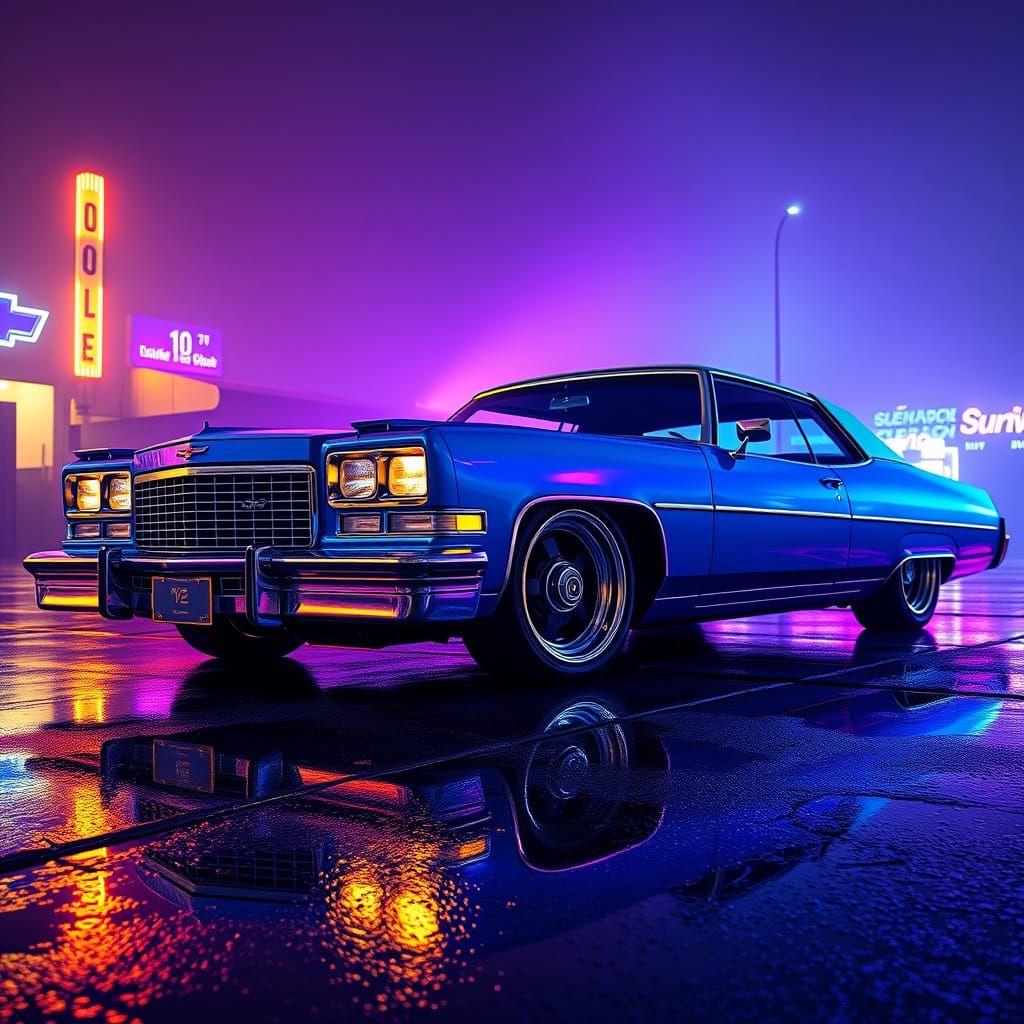 Dark Fantasy 1974 Chevy Impala Lowrider in Baby Blue