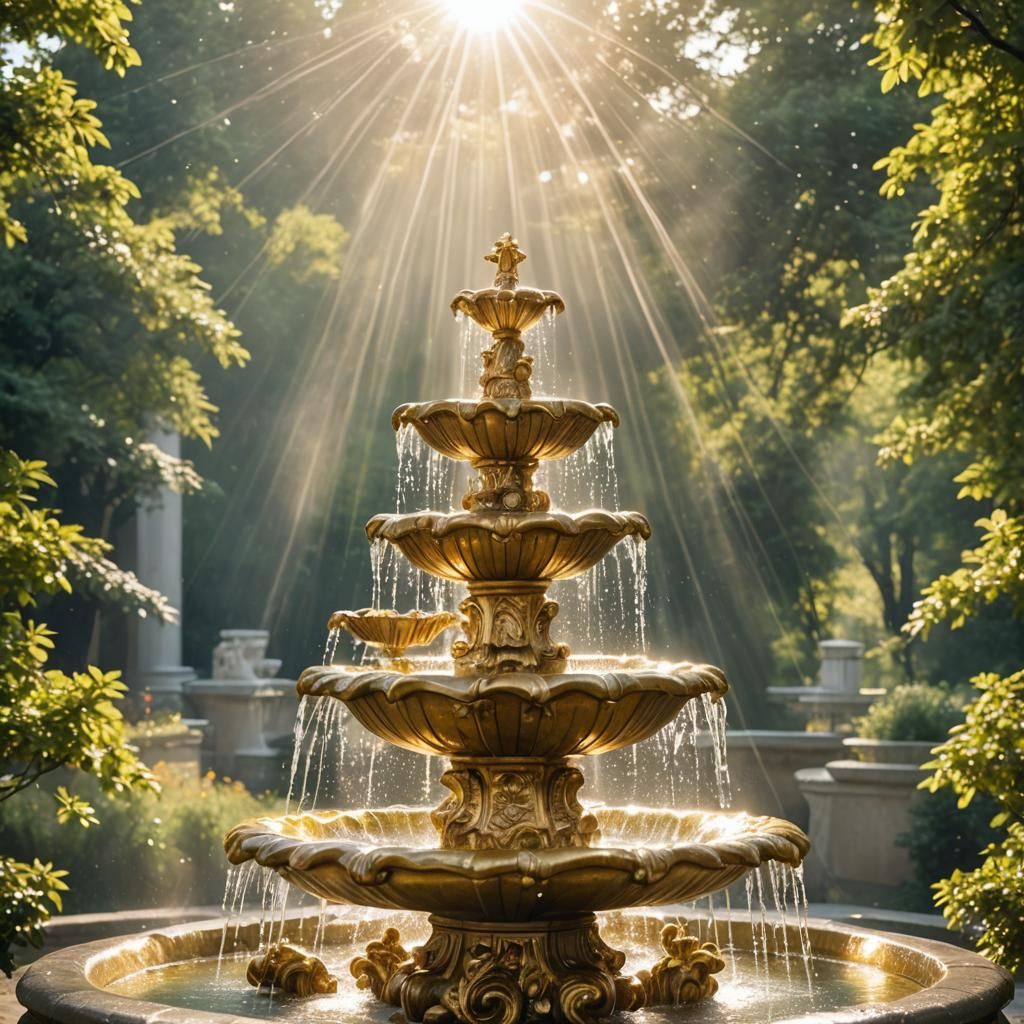 Golden Fountain Bathed in Divine Light