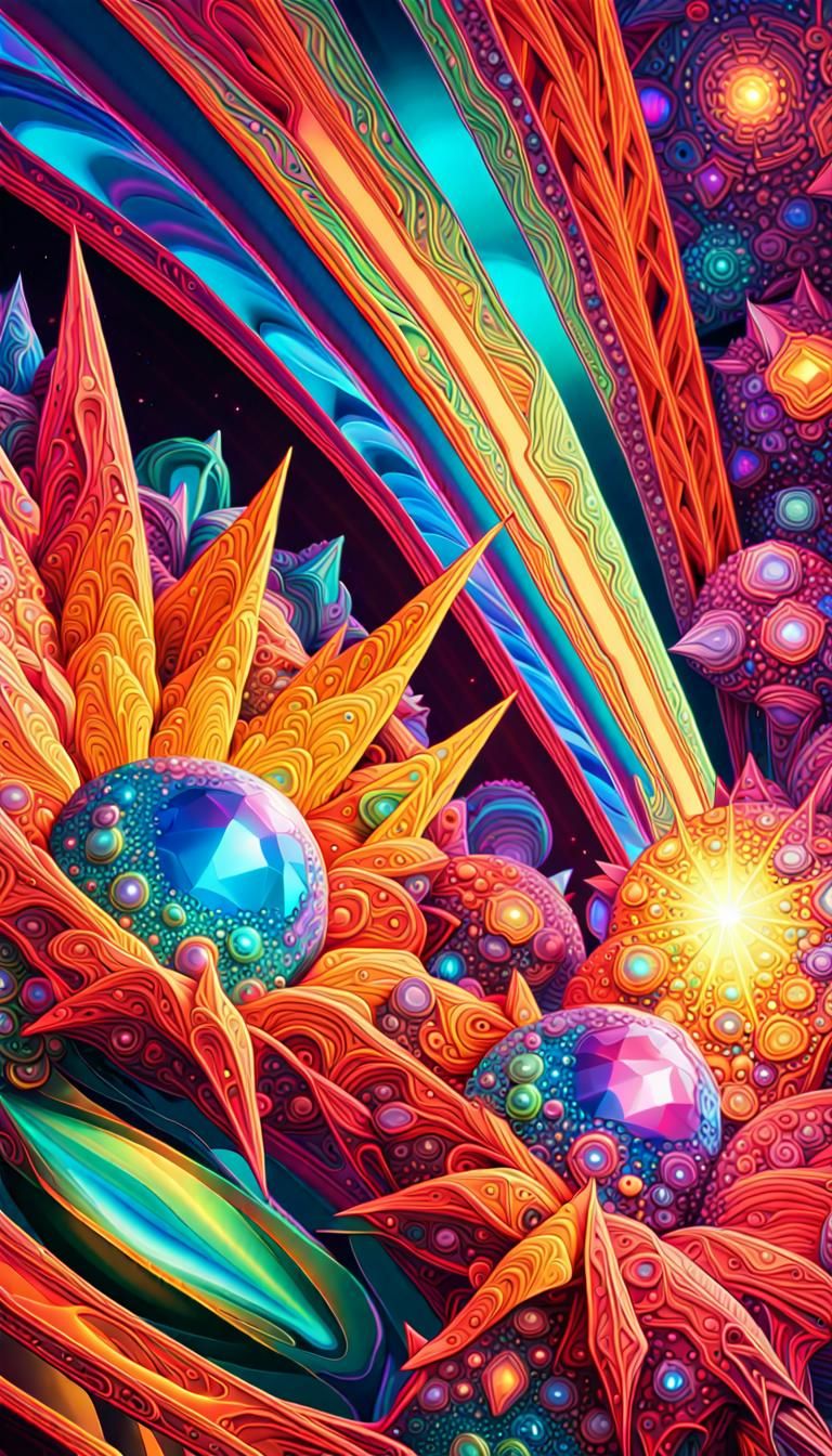 Rainbow Neon Crystals Light Planetary Body