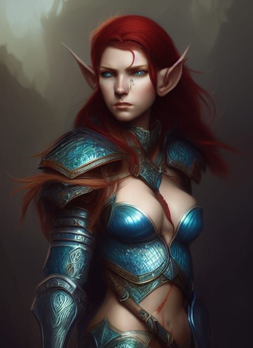 Warrior Elf girl with red hair 2