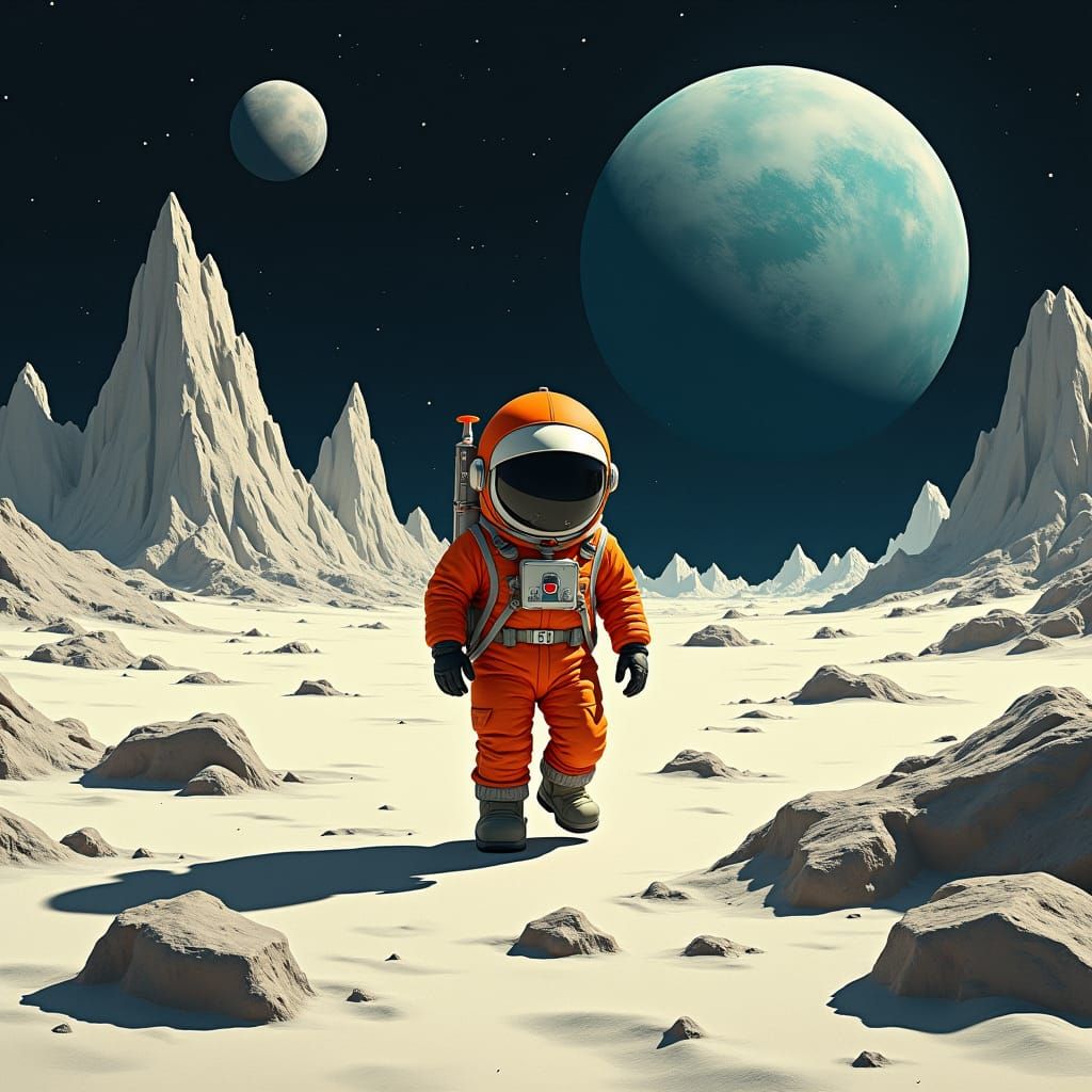 Astronaut's Moonwalk: Retrofuturistic Space Art
