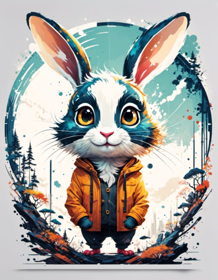 Adorable Rabbit Vector Art in Comic Book Style