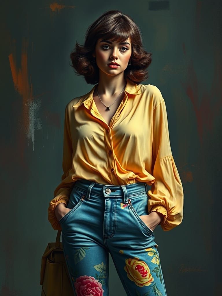 1970s Fashion Model Portrait in Fauvist Style