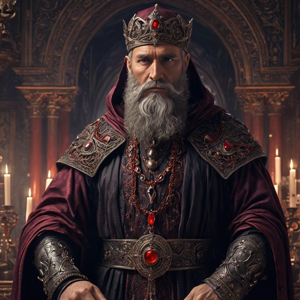 Sorcerer Weaving Magic Spells in Medieval Sanctum