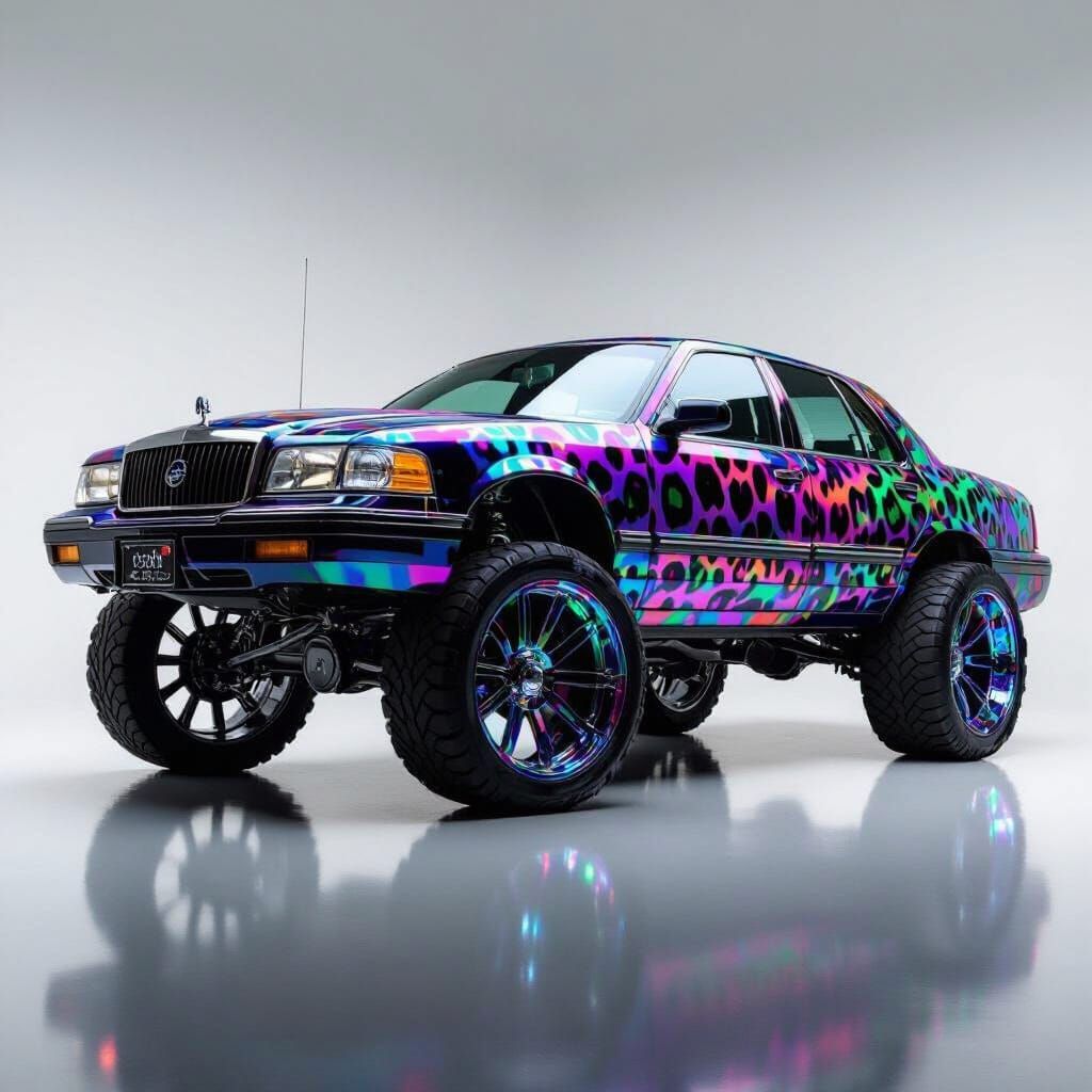 Mercury Grand Marquis on Donk Wheels with Leopard Print