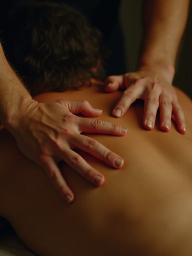 Intense Back Massage in Cinematic Film Noir Style