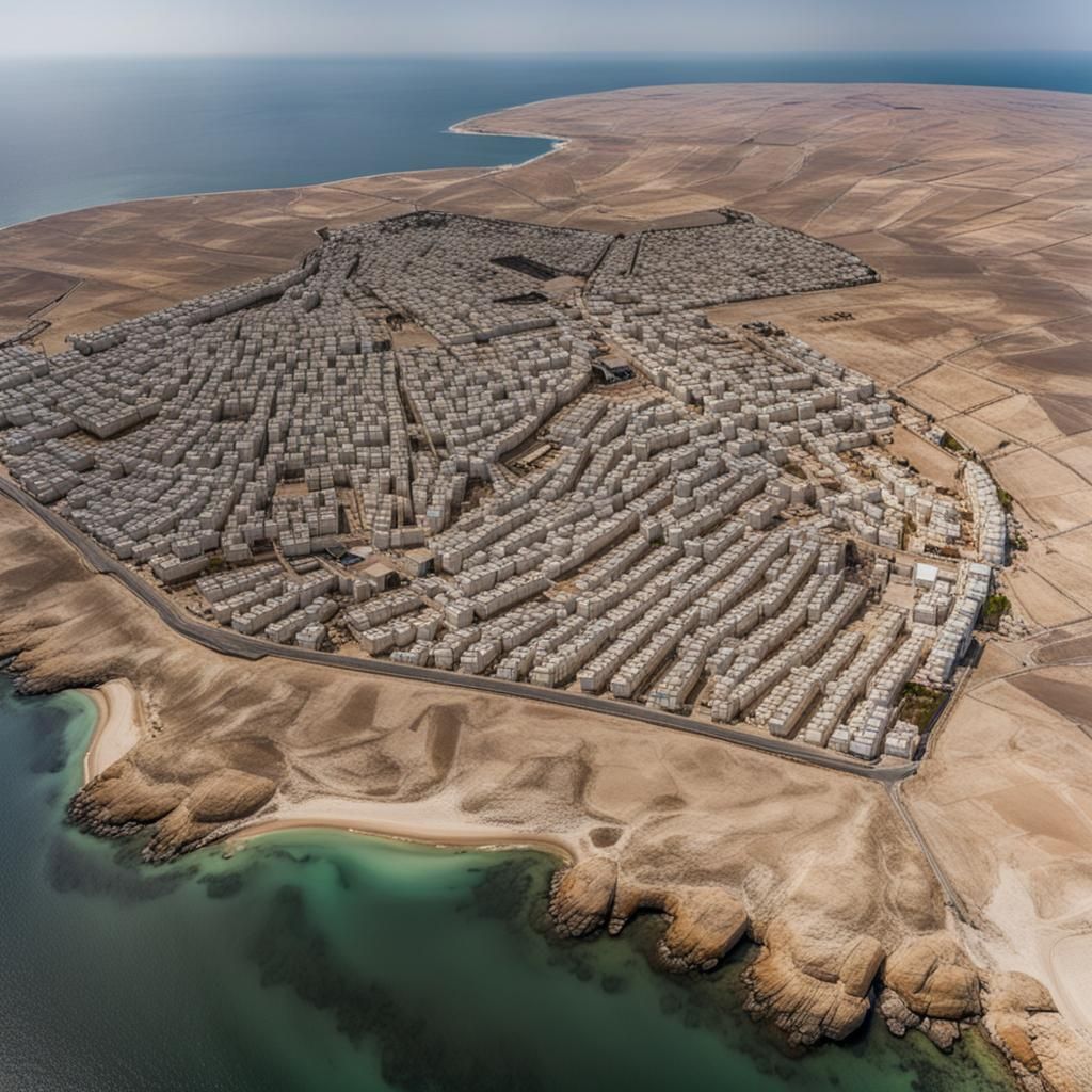 Israeli Town on Island in Barren Ocean