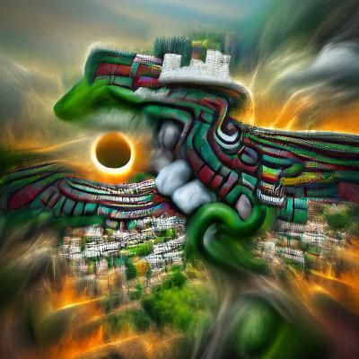 Quetzalcoatl Soars Over Aztec City in Solar Eclipse