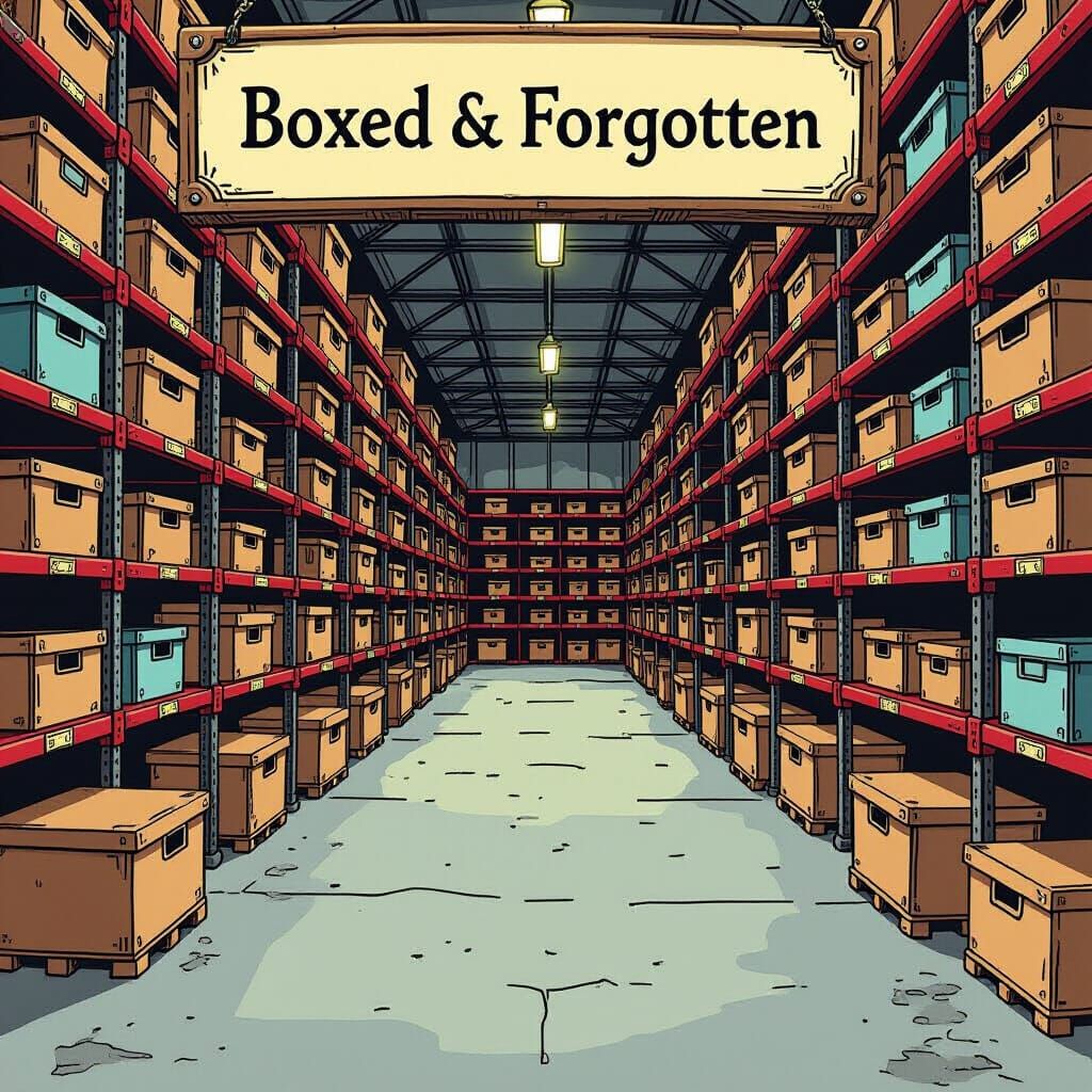 Boxed and Forgotten Storage Hall Illustration