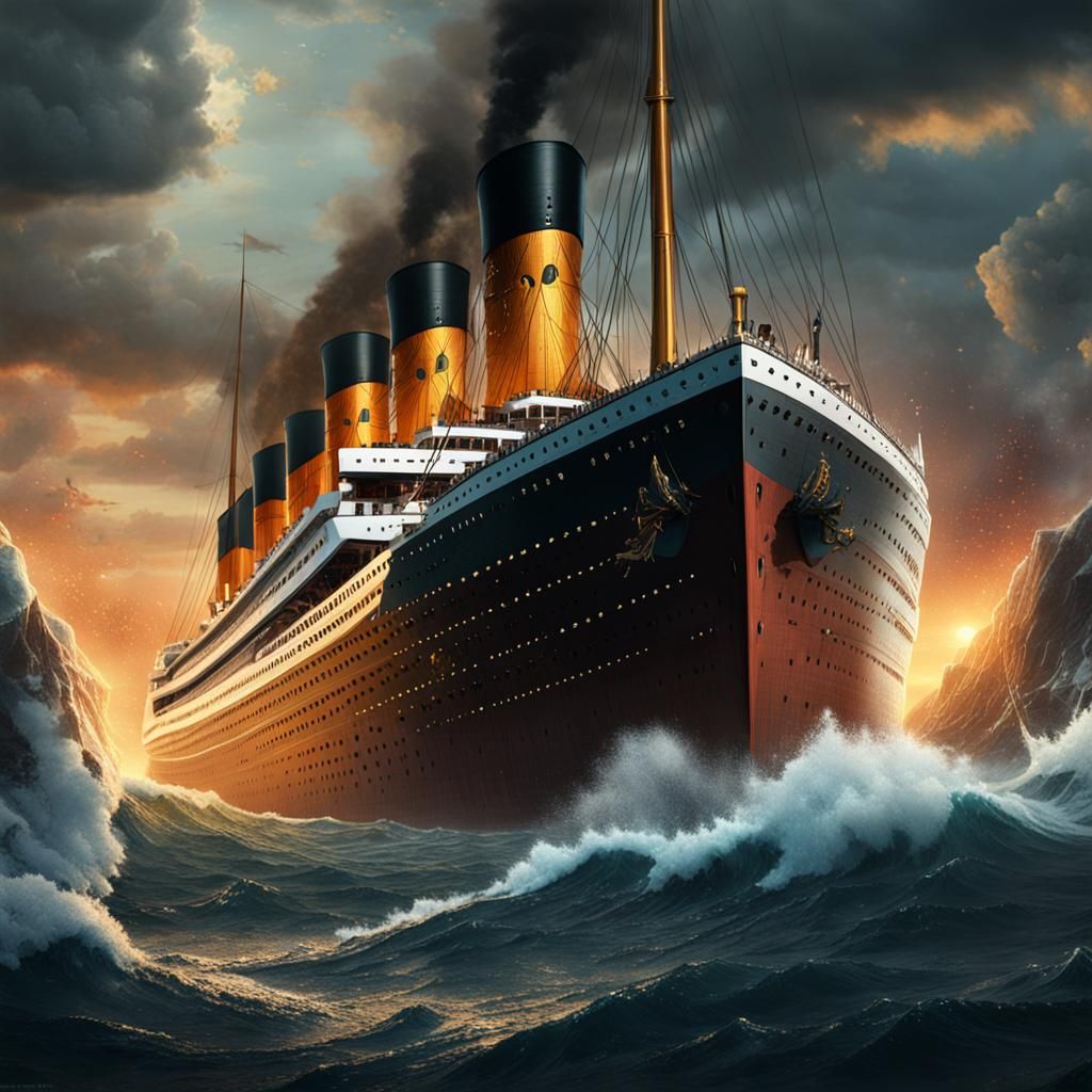 Man Screaming at Titanic: Detailed Matte Painting