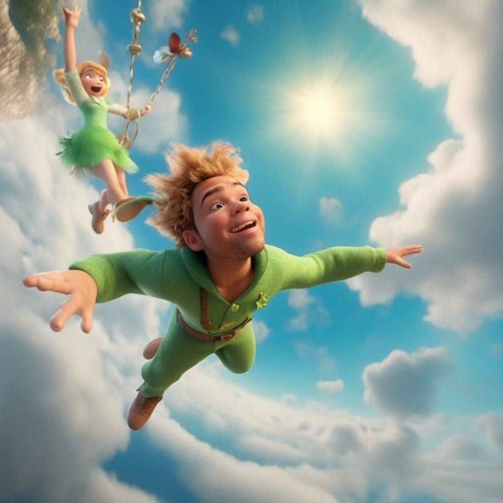 Peter Pan and Tinkerbell in Neverland, Pixar Style
