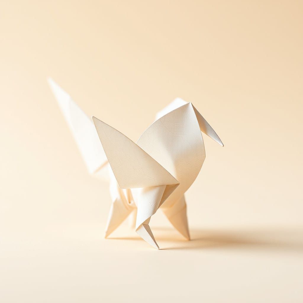 Delicate Origami Figure in Ethereal Atmosphere