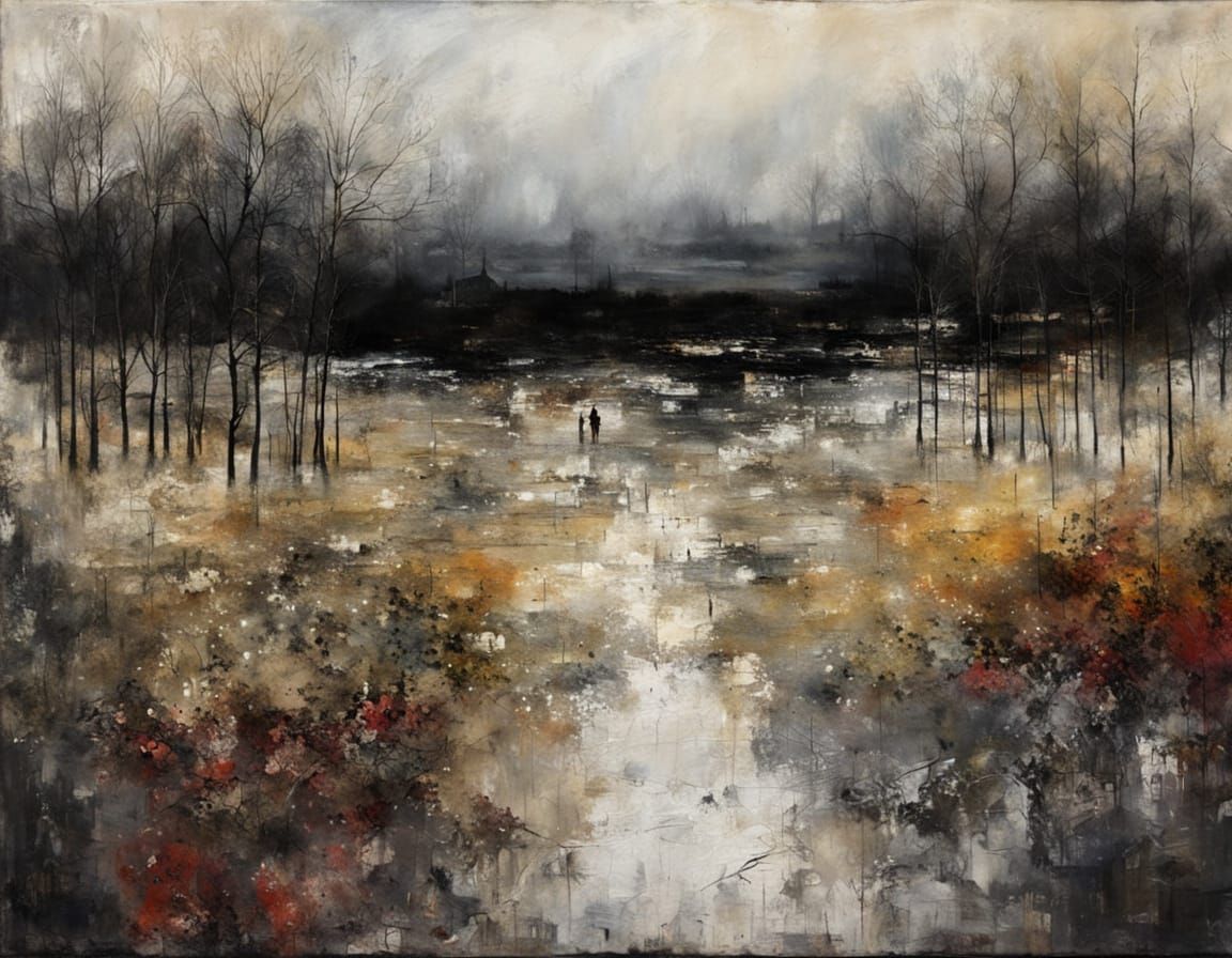 Expressionist Encaustic Painting of Unseen Landscapes