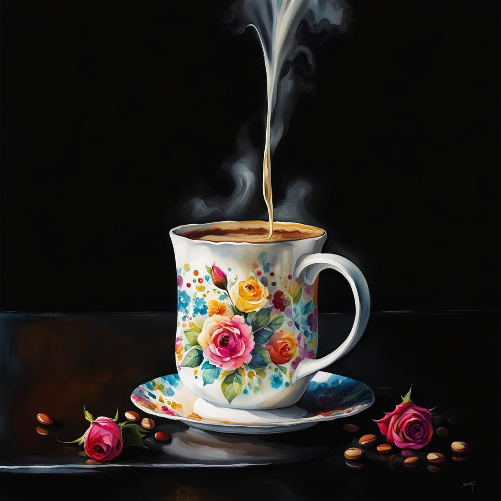 Floral Coffee Mug in Watercolor Style