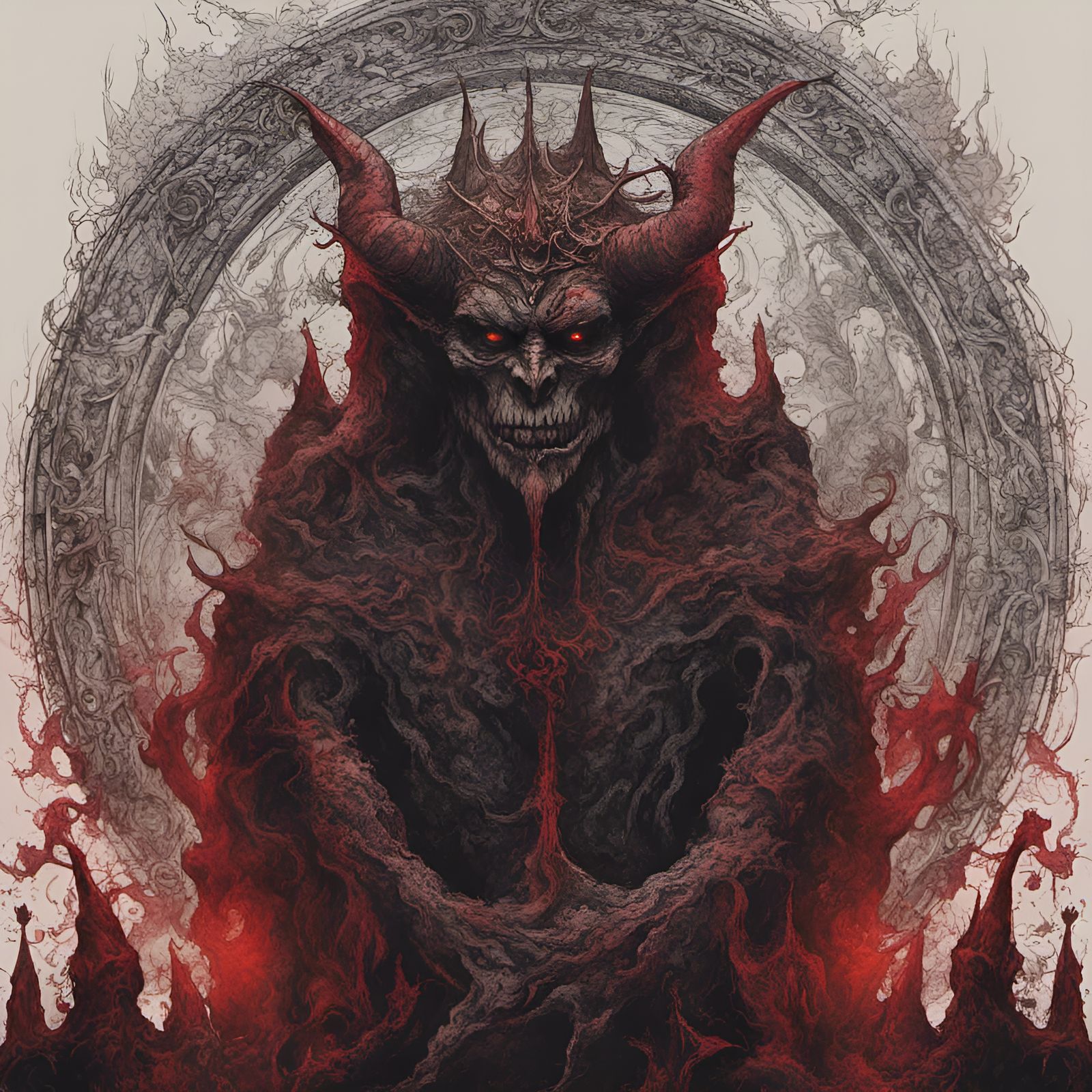 Scary Seven Princes Demon of Hell in Black Metal Style