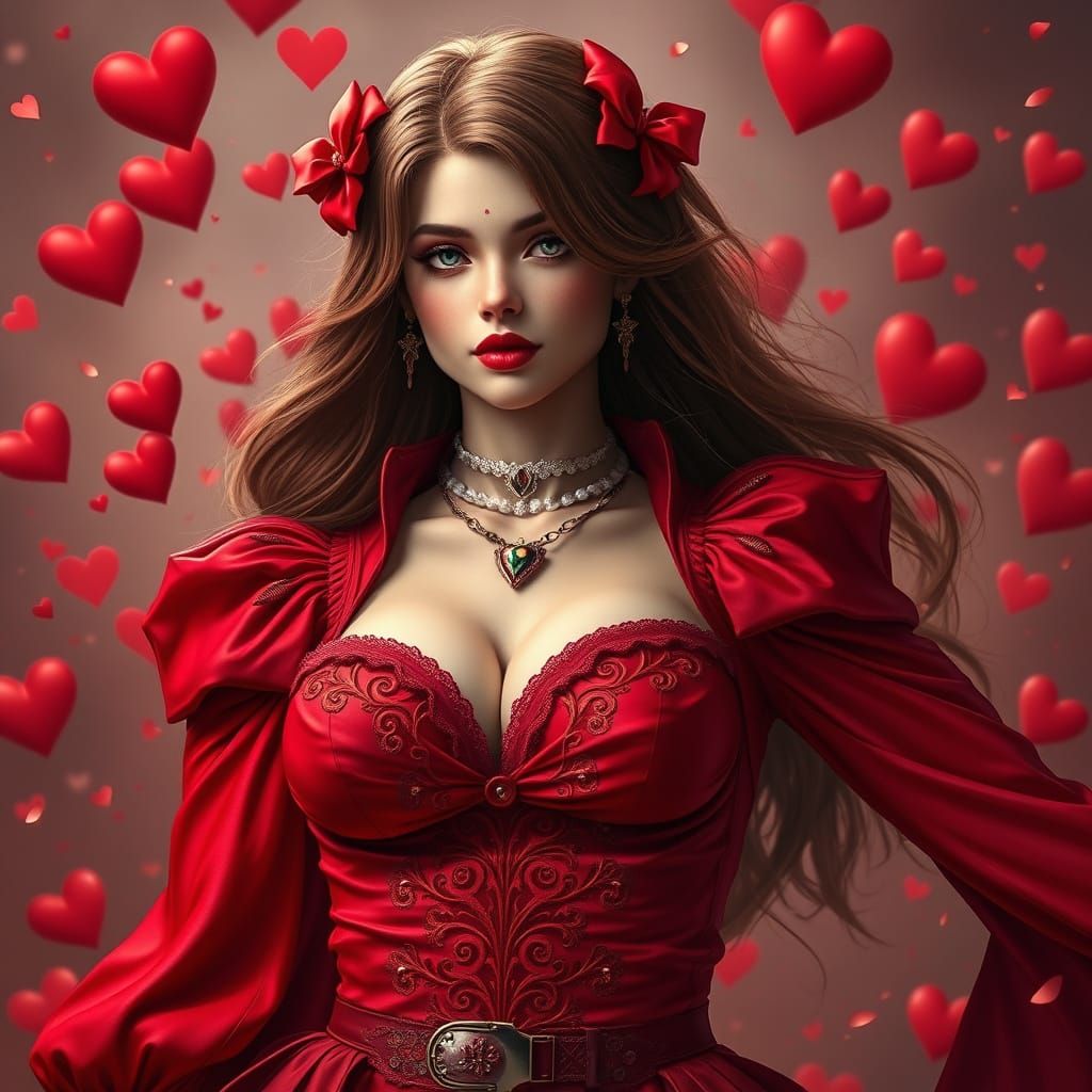 Sultry Red Fantasy Pin-Up Art