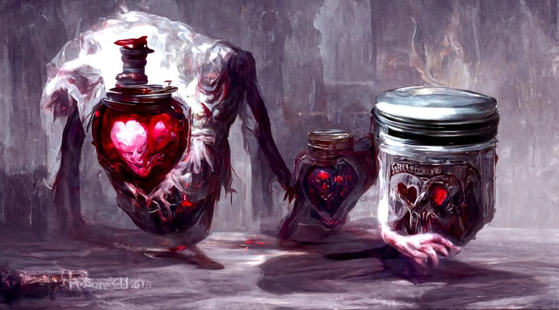 Sinister Jar of Hearts in Dark Fantasy Style