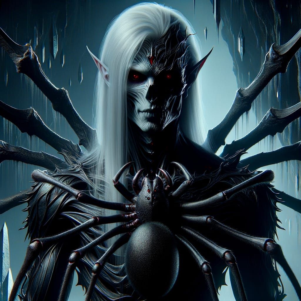 Dark Elf Spider Hybrid in Gloomy Cave